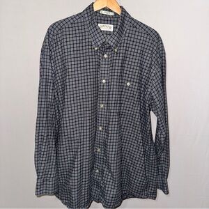 Orvis Men's Gray Navy Plaid Button Down Shirt Flannel XXL